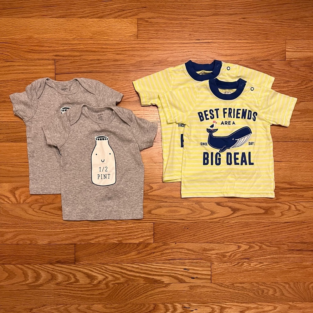 Lot of four Carter’s shirts, Sz. 12 m
